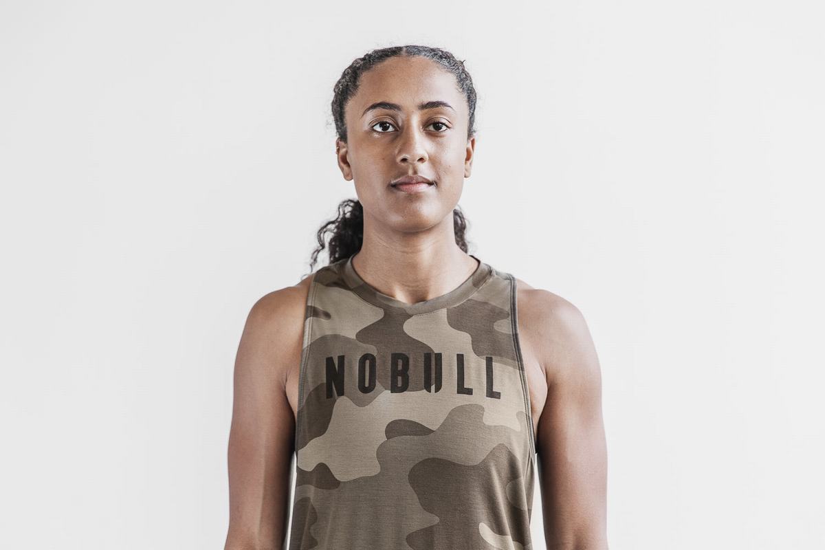 Nobull High-Neck Women\'s Tank Tops Dark Camo | Australia (ML3982)